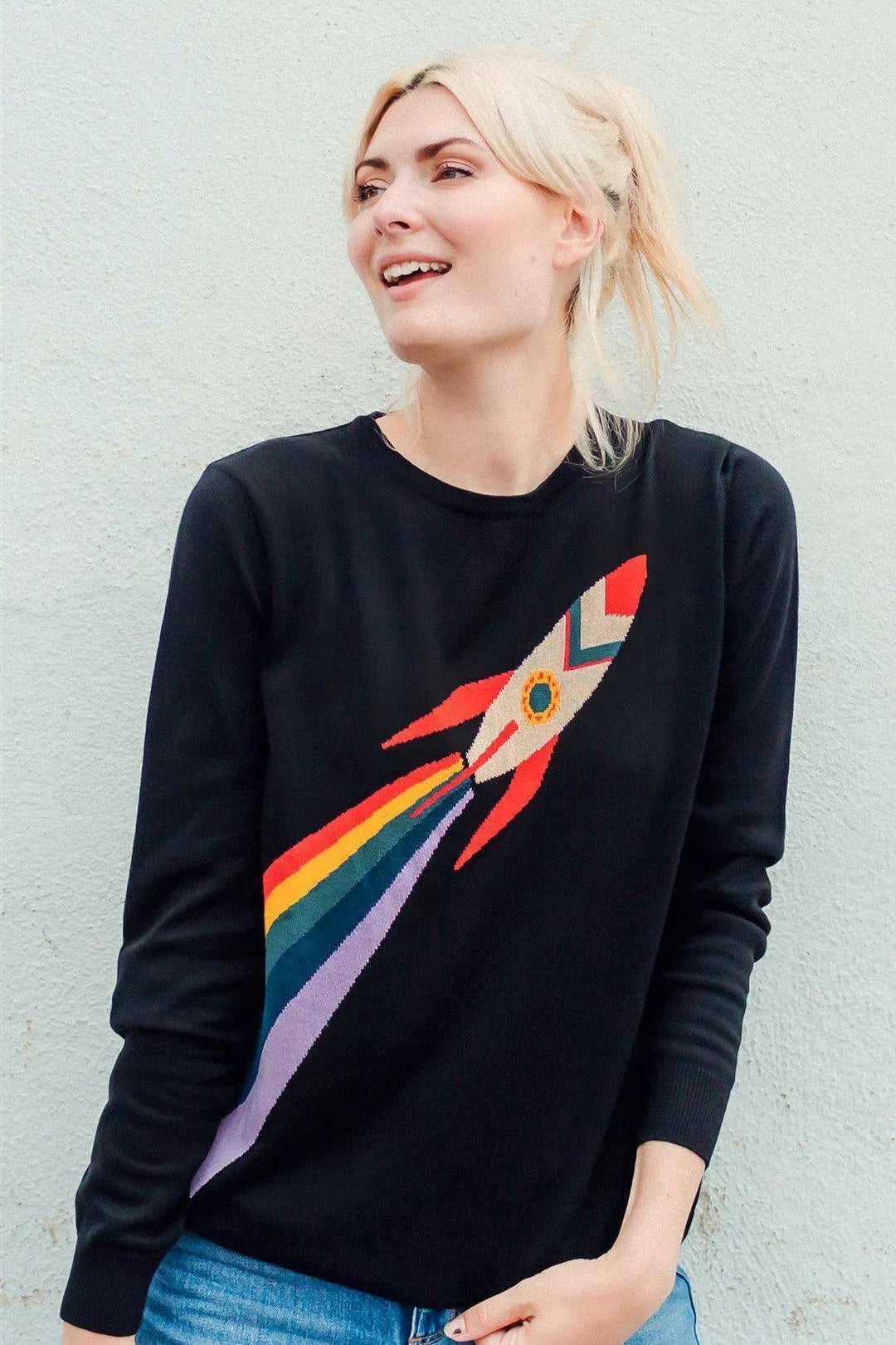 Jersey Rita Negro Retro Rocket - ECRU