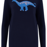 Jersey Stacey Azul marino, Diplodocus Delight - ECRU