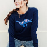 Jersey Stacey Azul marino, Diplodocus Delight - ECRU