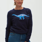 Jersey Stacey Azul marino, Diplodocus Delight - ECRU