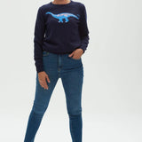 Jersey Stacey Azul marino, Diplodocus Delight - ECRU