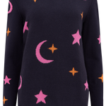 Jersey Stacey Azul marino, estrellas y lunas - ECRU