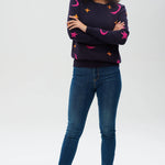 Jersey Stacey Azul marino, estrellas y lunas - ECRU