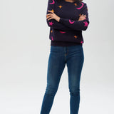 Jersey Stacey Azul marino, estrellas y lunas - ECRU