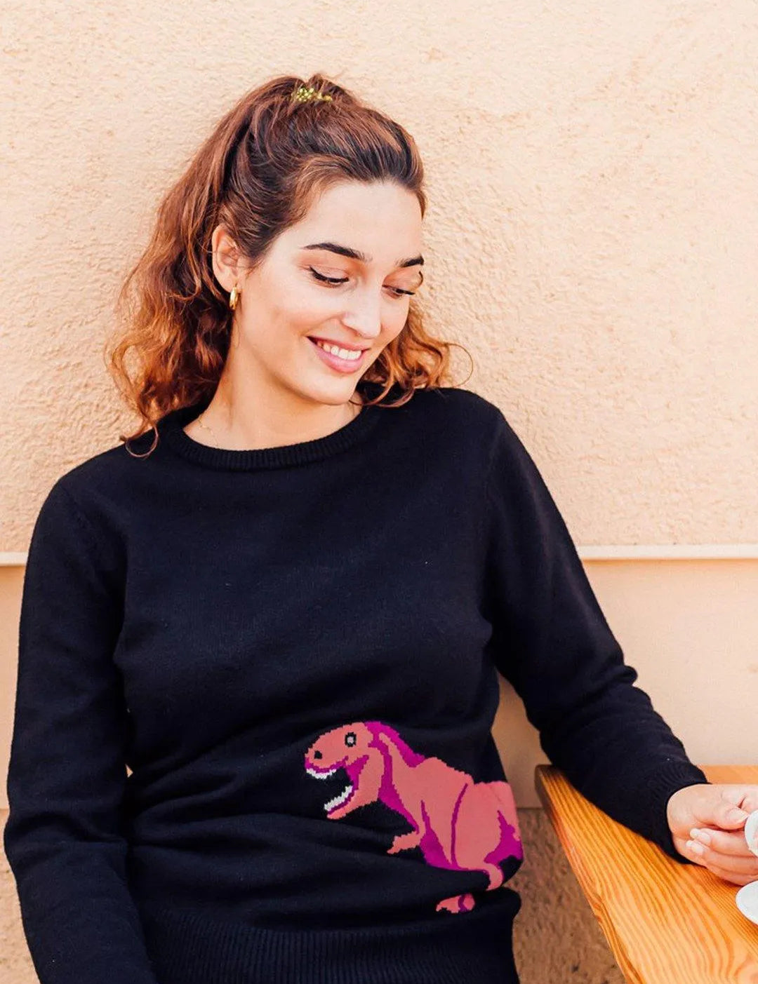 Jersey Stacey Negro T-rex Pop - ECRU