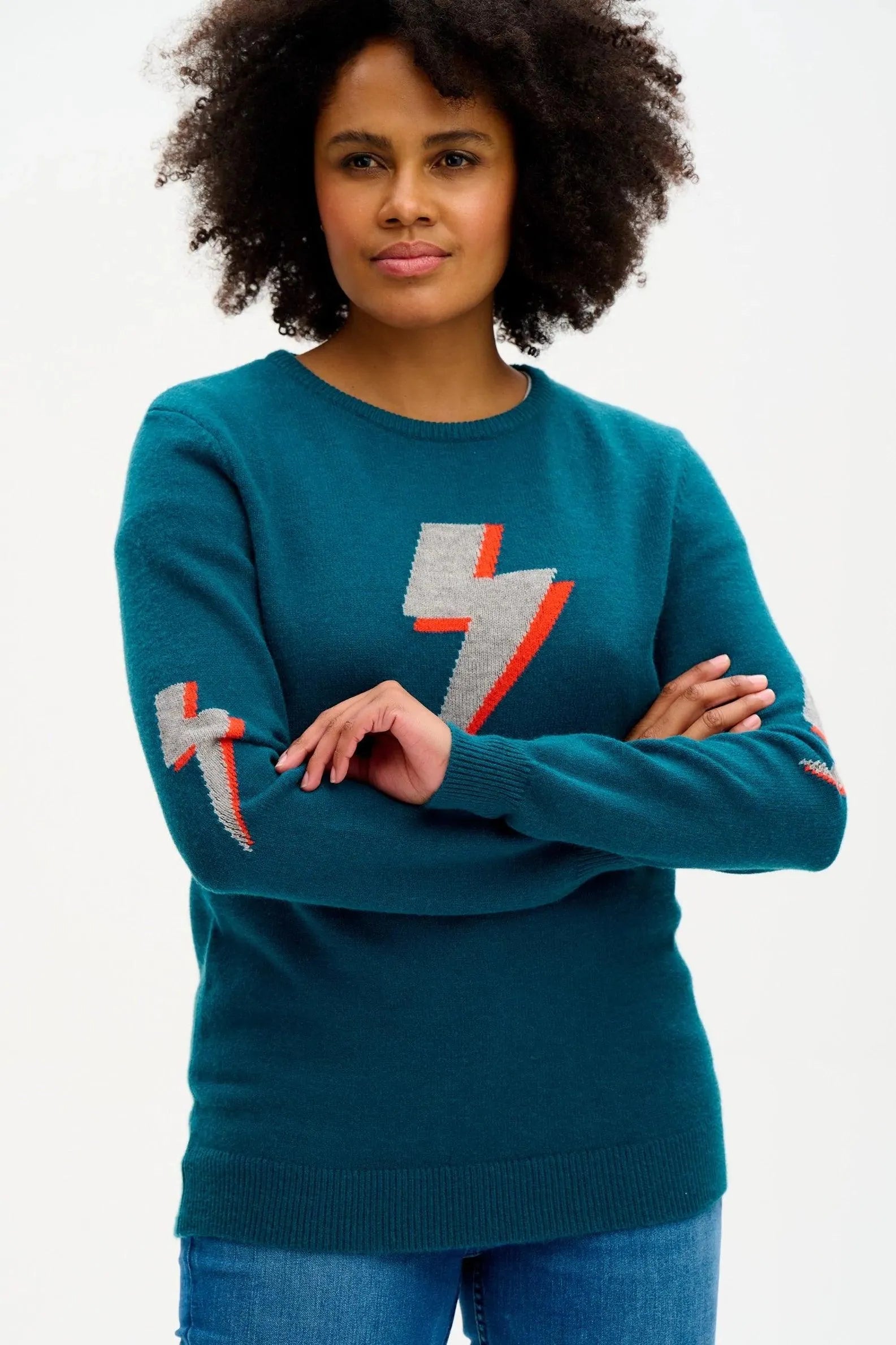 Jersey Stacey Teal Ka-pow! Lightning - ECRU