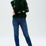 Jersey Stacey Verde, mangas de estrella otoñal - ECRU