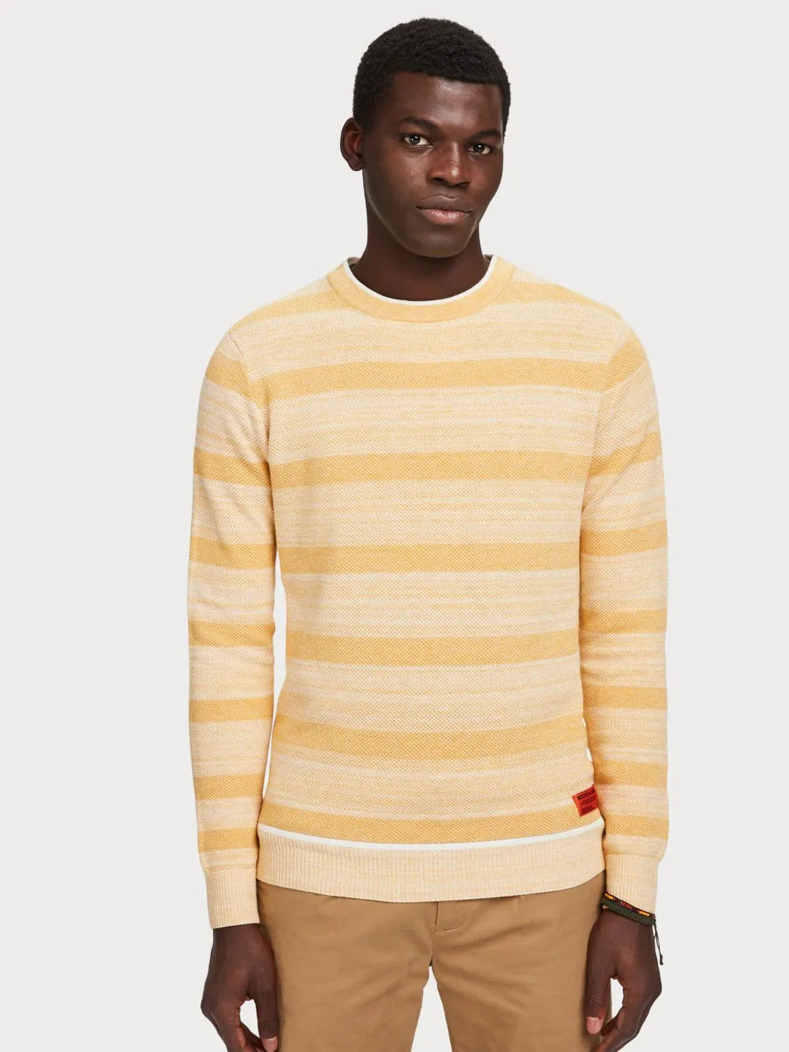 Jersey texturizado de cuello redondo - ECRU