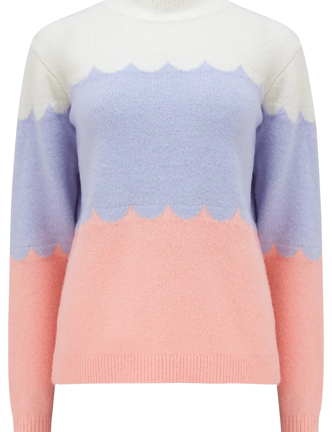 Jersey Vivian Multicolor, Rayas festoneadas - ECRU