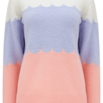 Jersey Vivian Multicolor, Rayas festoneadas - ECRU