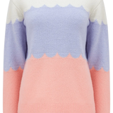 Jersey Vivian Multicolor, Rayas festoneadas - ECRU