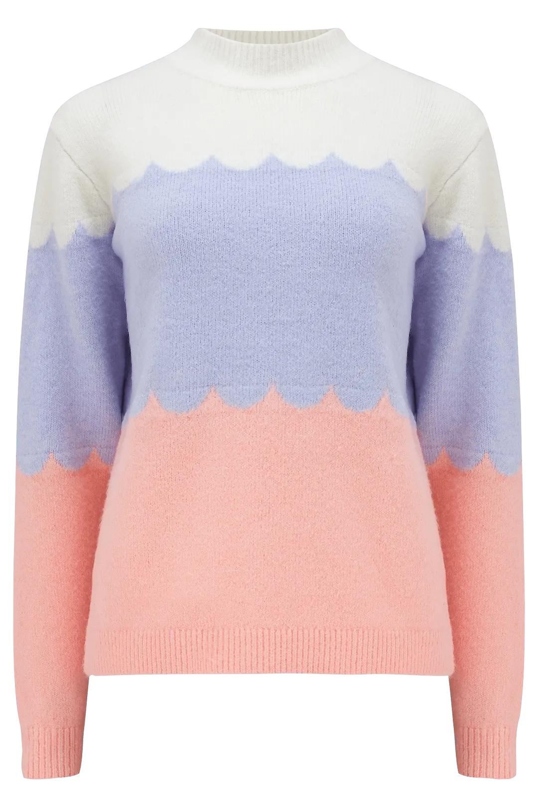 Jersey Vivian Multicolor, Rayas festoneadas - ECRU