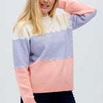 Jersey Vivian Multicolor, Rayas festoneadas - ECRU