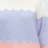 Jersey Vivian Multicolor, Rayas festoneadas - ECRU