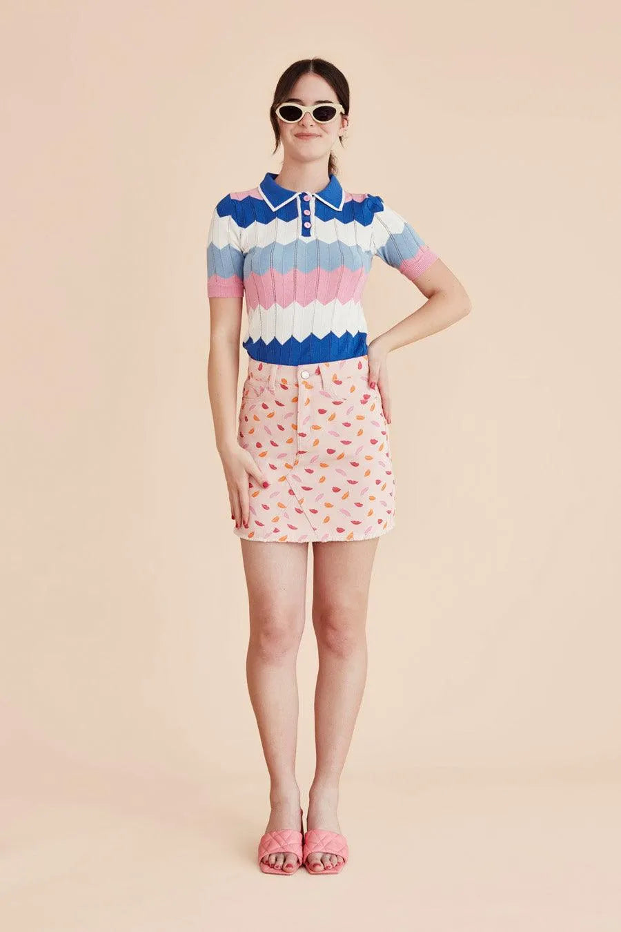 Minifalda algodón labios - ECRU