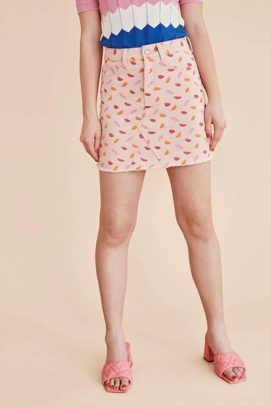 Minifalda algodón labios - ECRU