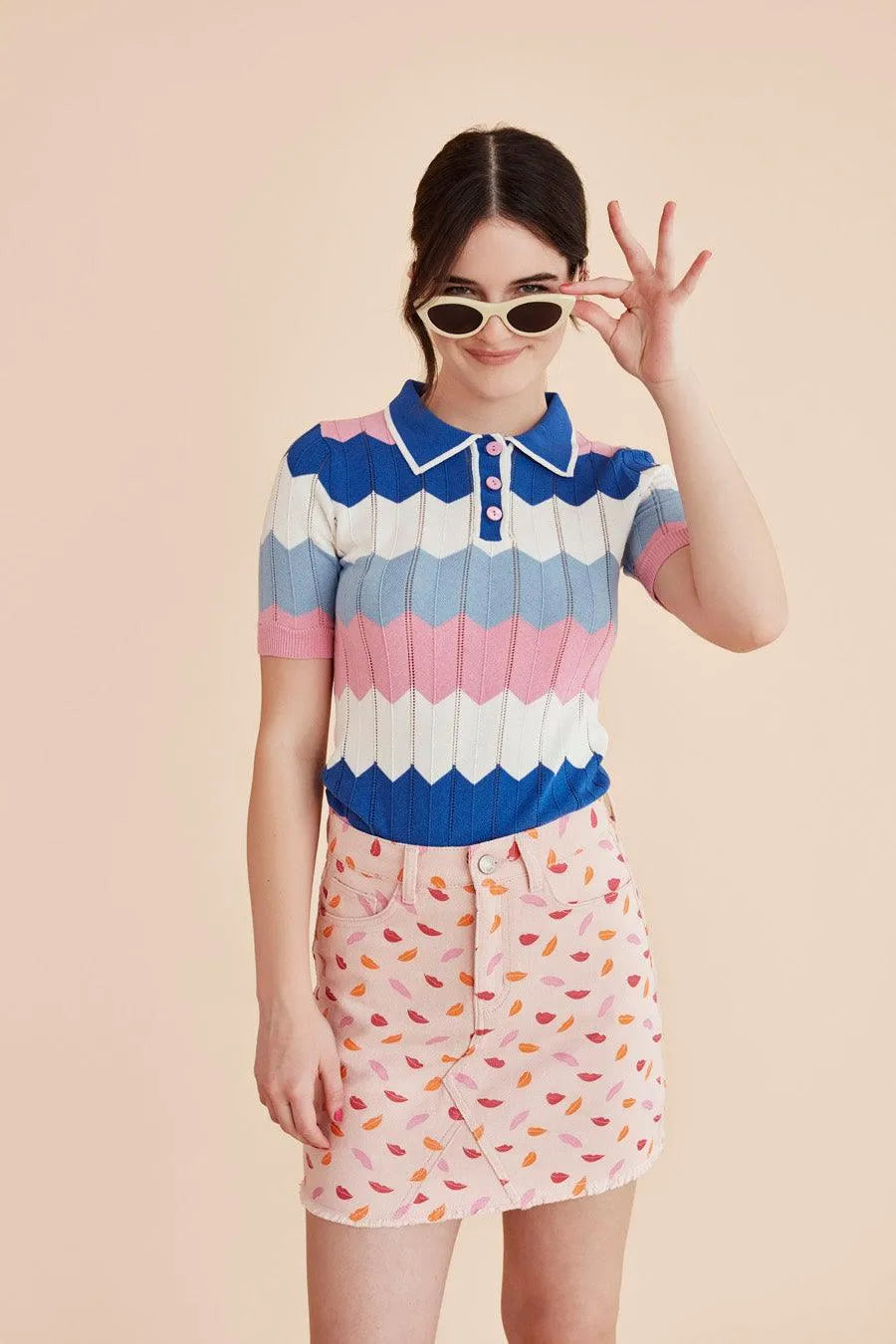 Minifalda algodón labios - ECRU