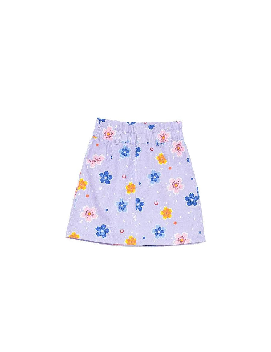 Minifalda Denim Flores - ECRU