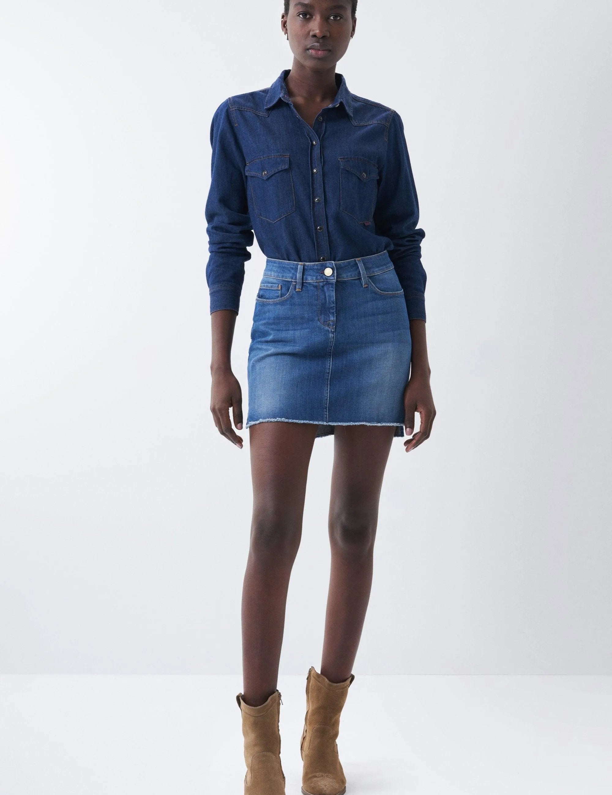 Minifalda Push Up Shape Up en Denim - ECRU