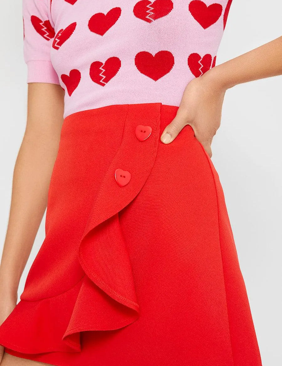 Minifalda Roja Corazones - ECRU