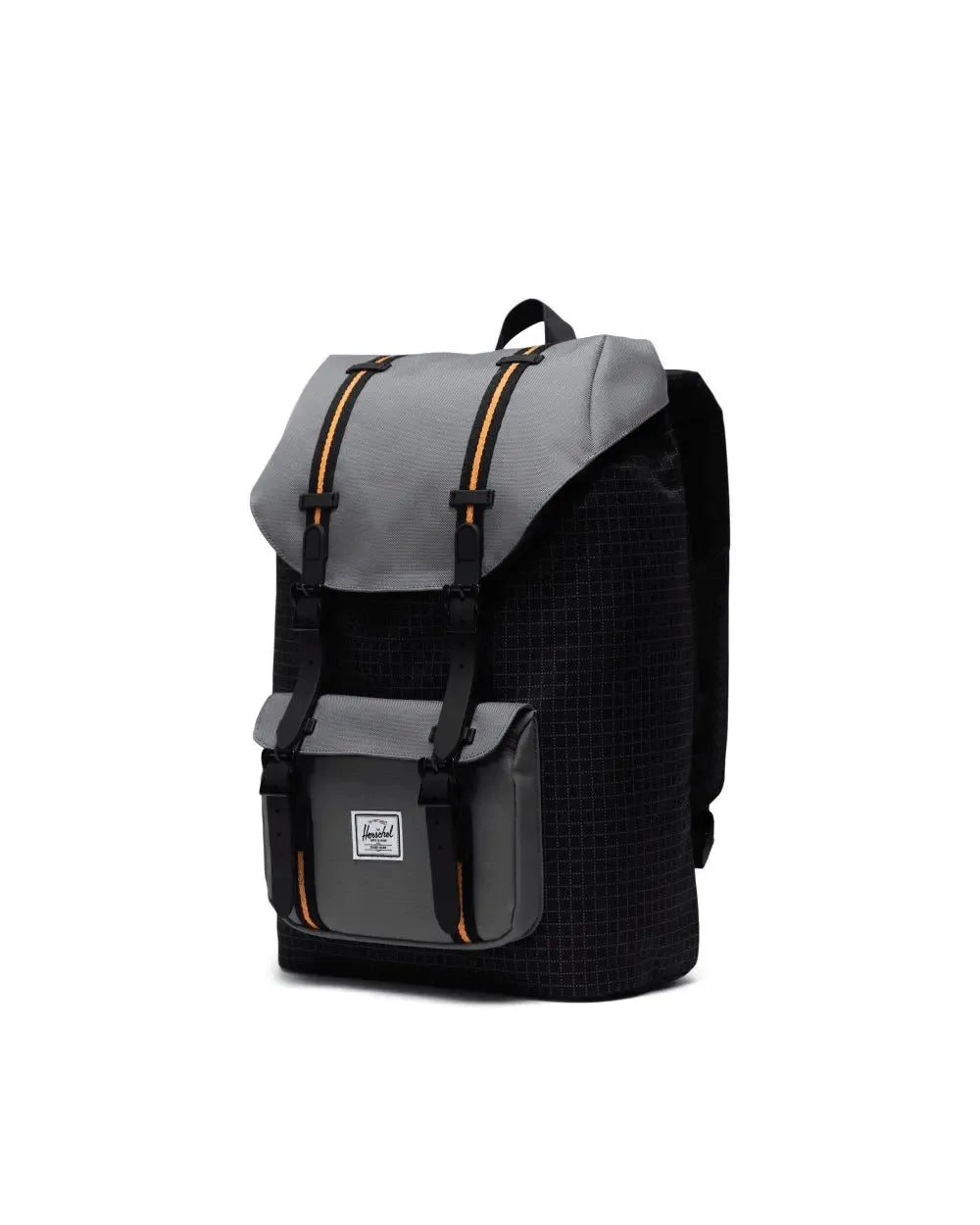 Mochila Herschel Little America Mid Volume Black Grid Gargoyle Sun Orange - ECRU