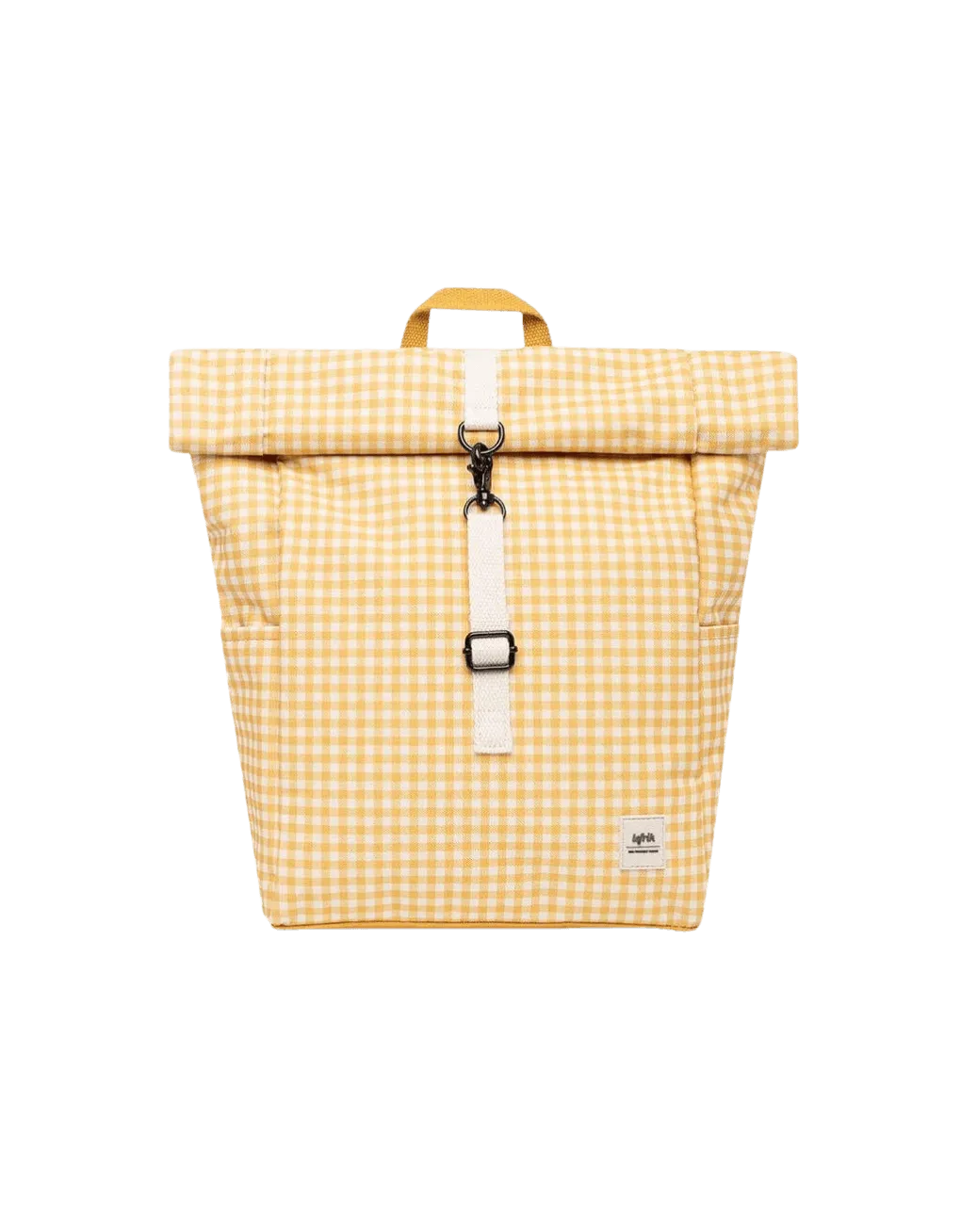 Mochila Lefrik Roll Mini Vichy Mustard - ECRU