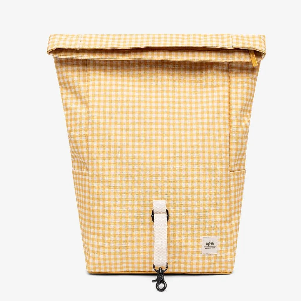 Mochila Lefrik Roll Mini Vichy Mustard - ECRU