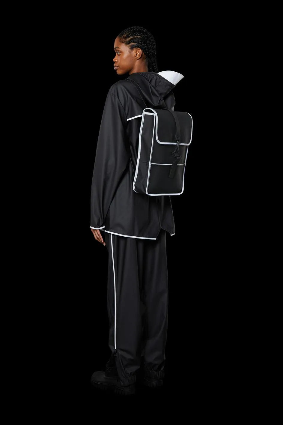 Mochila Mini Rains Black Reflective - ECRU