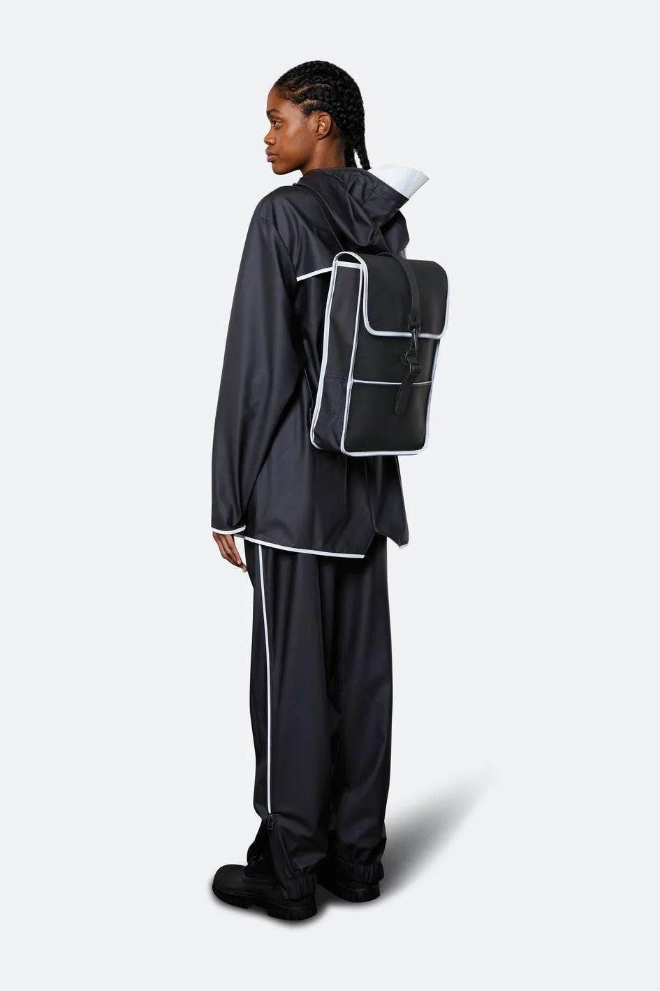 Mochila Mini Rains Black Reflective - ECRU