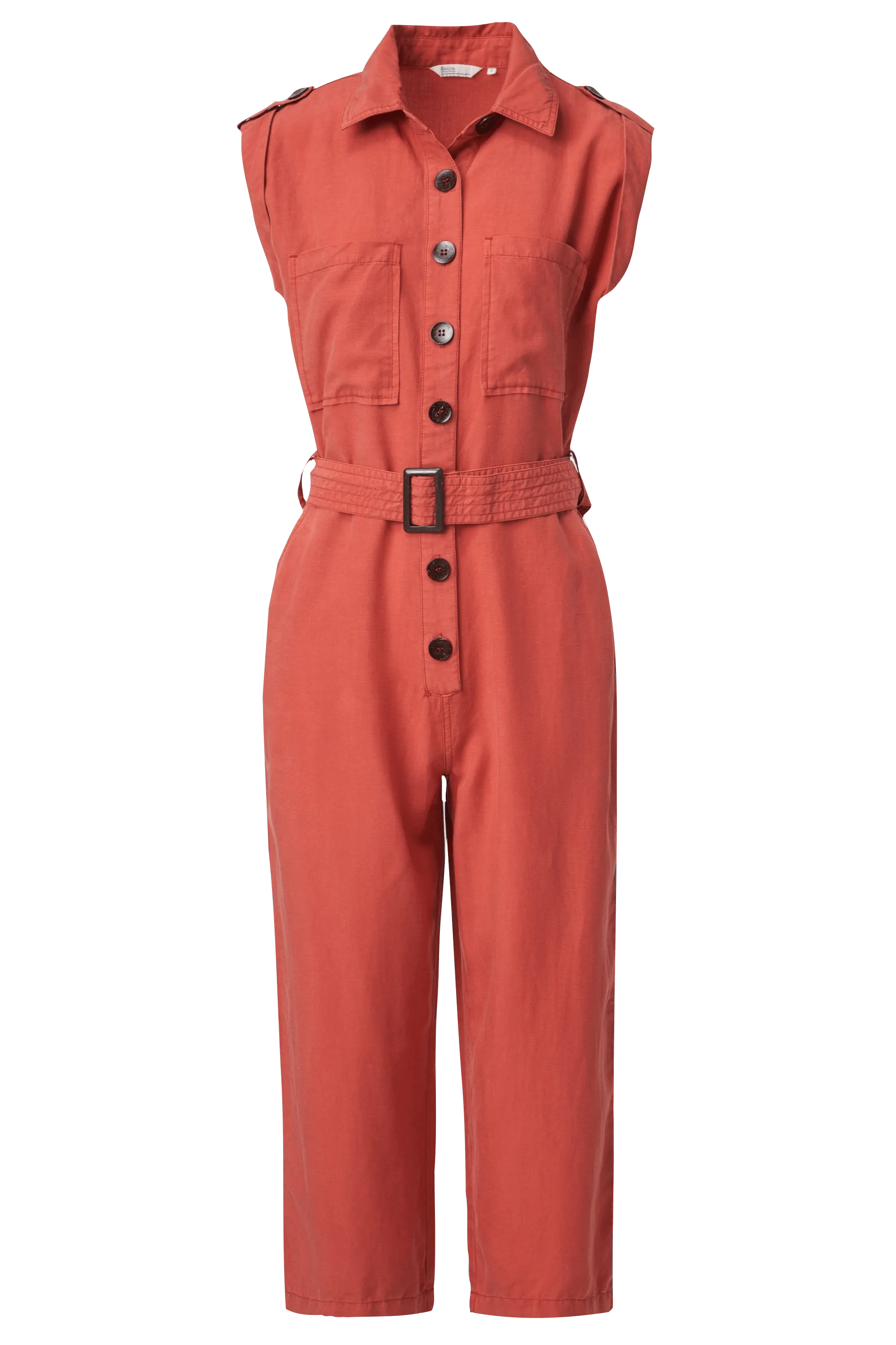 Mono de tencel con cinturón - ECRU