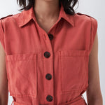 Mono de tencel con cinturón - ECRU