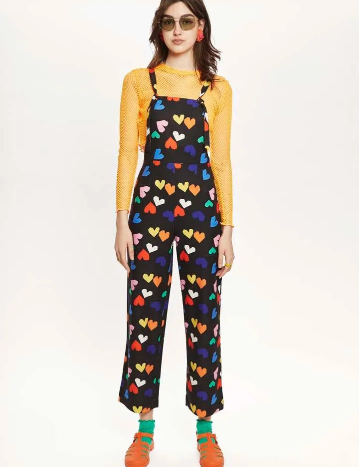 Mono largo tirantes corazones - ECRU