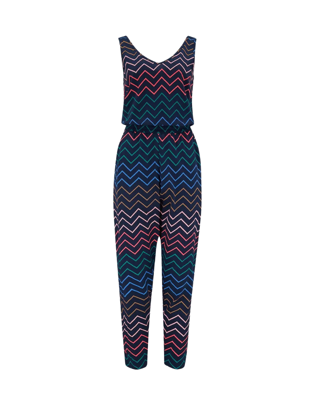 Mono Sugarhill Dina Navy Multi Chevron Stripe - ECRU