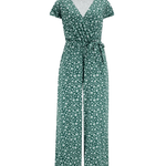 Mono Sugarhill Katrina Cropped Jersey Dark Green Field of Daisies - ECRU