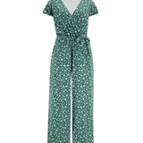 Mono Sugarhill Katrina Cropped Jersey Dark Green Field of Daisies - ECRU