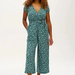 Mono Sugarhill Katrina Cropped Jersey Dark Green Field of Daisies - ECRU