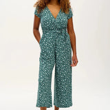 Mono Sugarhill Katrina Cropped Jersey Dark Green Field of Daisies - ECRU