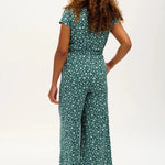 Mono Sugarhill Katrina Cropped Jersey Dark Green Field of Daisies - ECRU