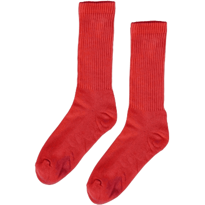 Organic Colorful Standard Active Sock Scarlet Red - ECRU