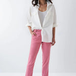 Pantalón Chino Cropped Slim de color rosa - ECRU