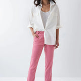 Pantalón Chino Cropped Slim de color rosa - ECRU