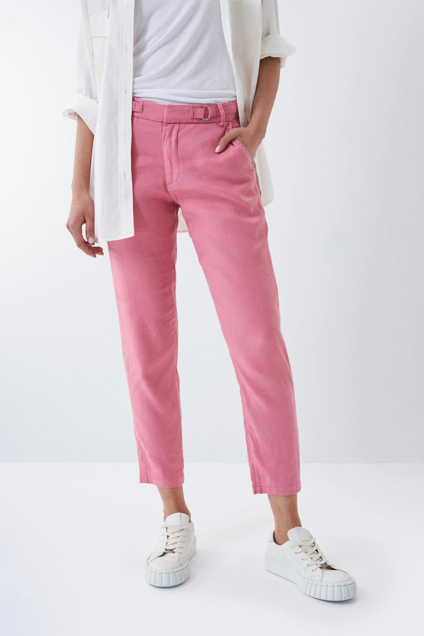 Pantalón Chino Cropped Slim de color rosa - ECRU