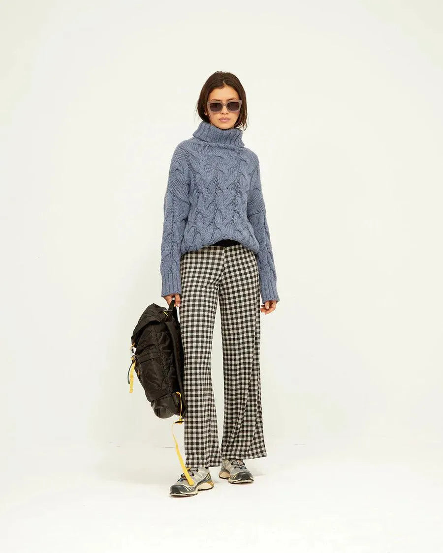 Pantalón Cintura Vichy - ECRU