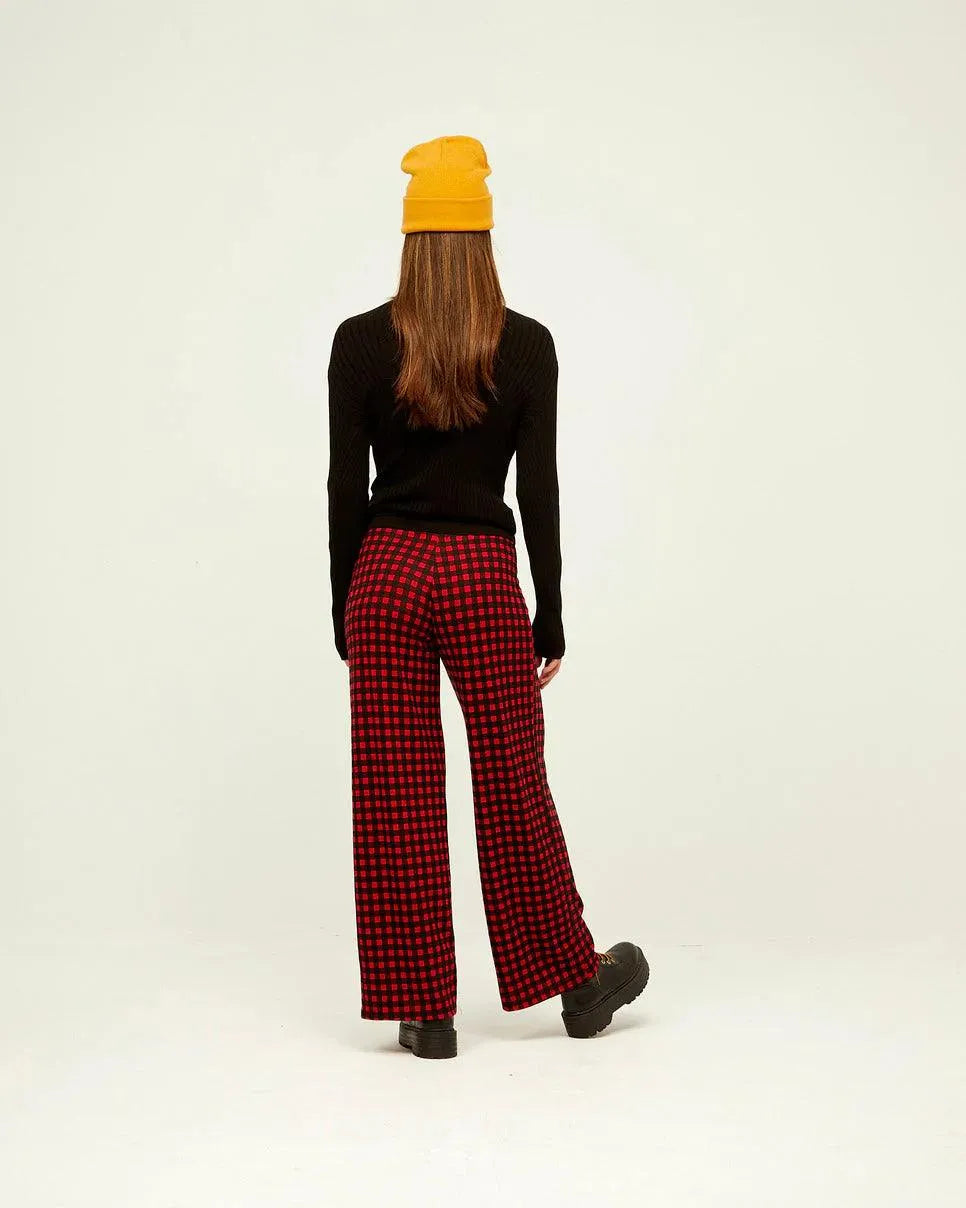 Pantalón Cintura Vichy Red - ECRU