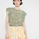 Pantalón corto amplio con cinturón estampado de cebra - ECRU