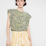 Pantalón corto amplio con cinturón estampado de cebra - ECRU