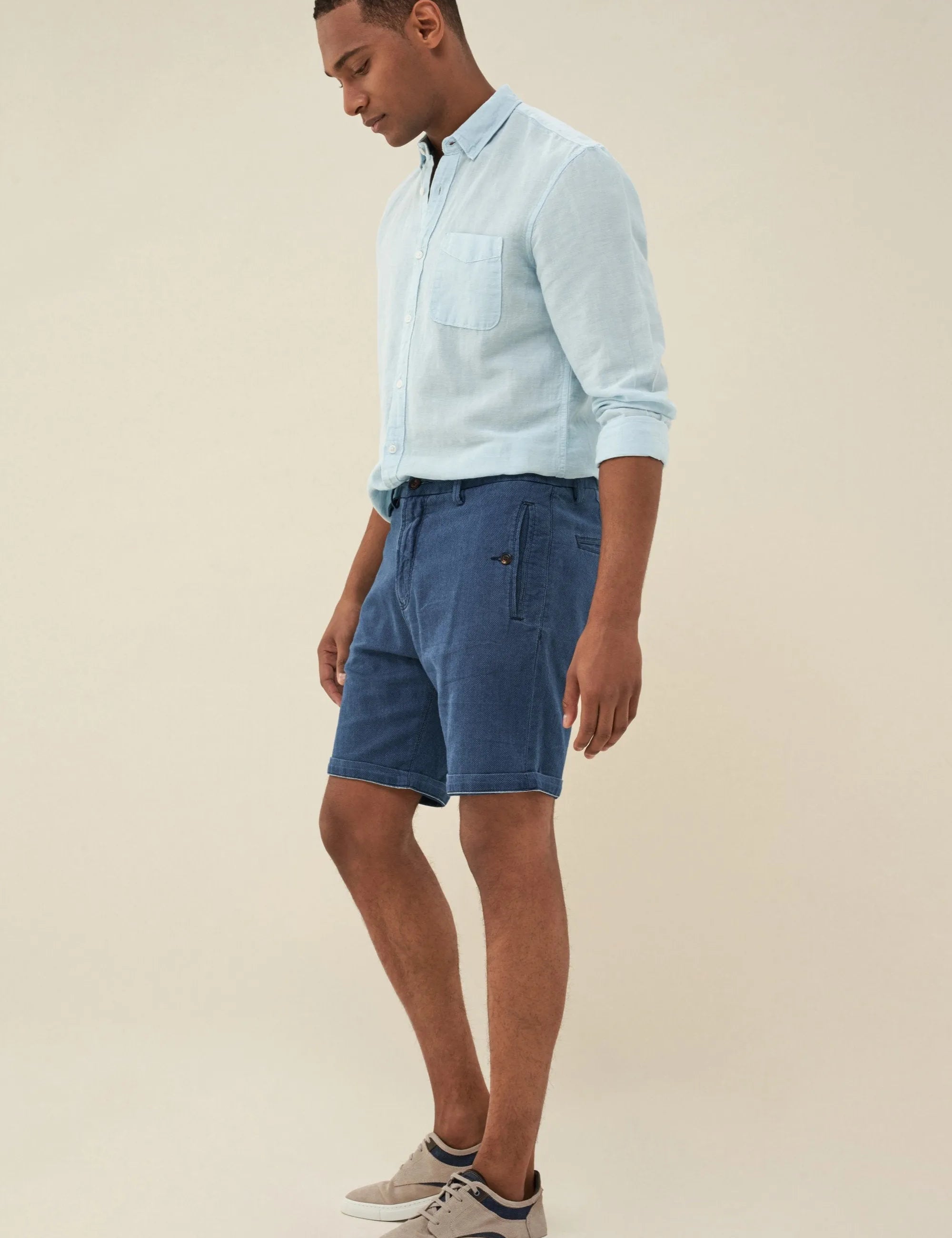 PANTALÓN CORTO BRANDON LOOSE DE ALGODÓN - ECRU