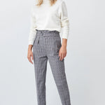 Pantalón Cropped Cuadros - ECRU