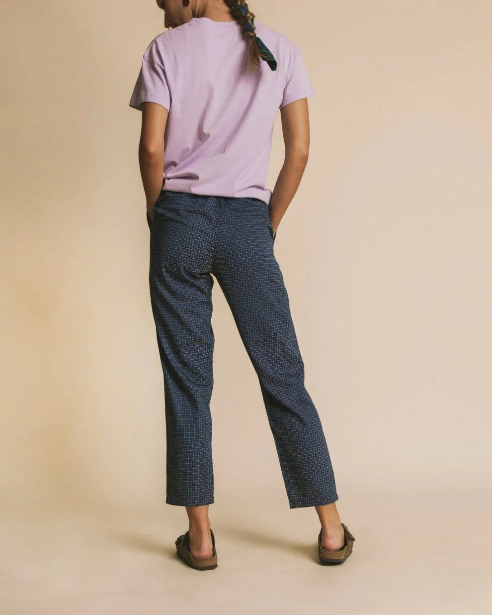 PANTALÓN CUADROS BLUE ELLA - ECRU