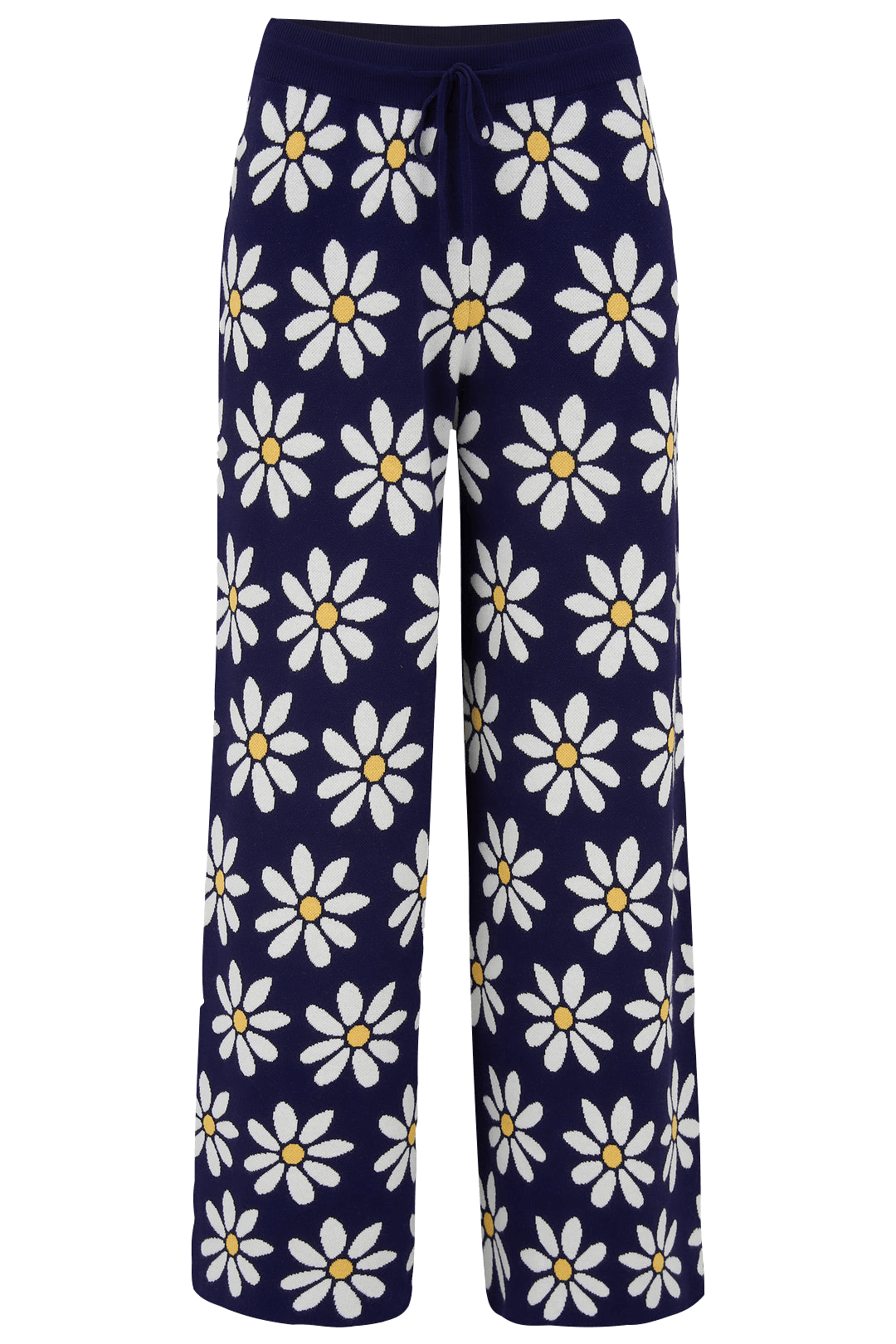 Pantalón Erica de pernera ancha Azul marino, Daisy Repeat - ECRU